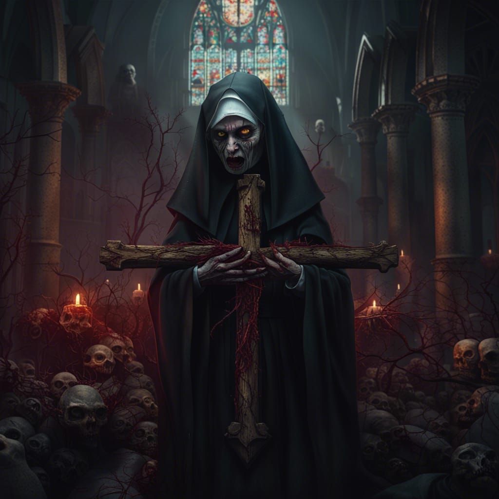 Demonic Nun's Death in Zombie Convent: Matte Painting