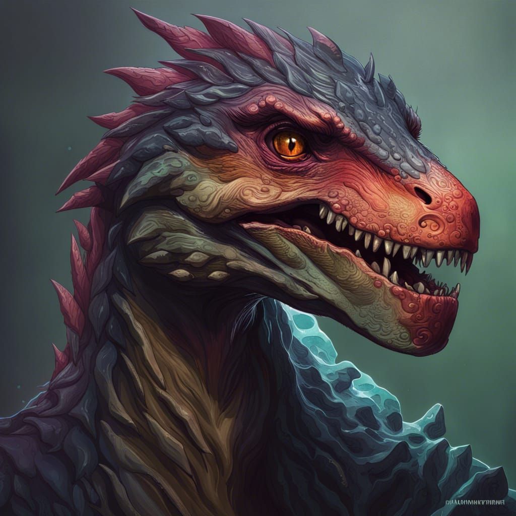 Eldritch Kaiju Velociraptor Portrait in Unreal Engine 5