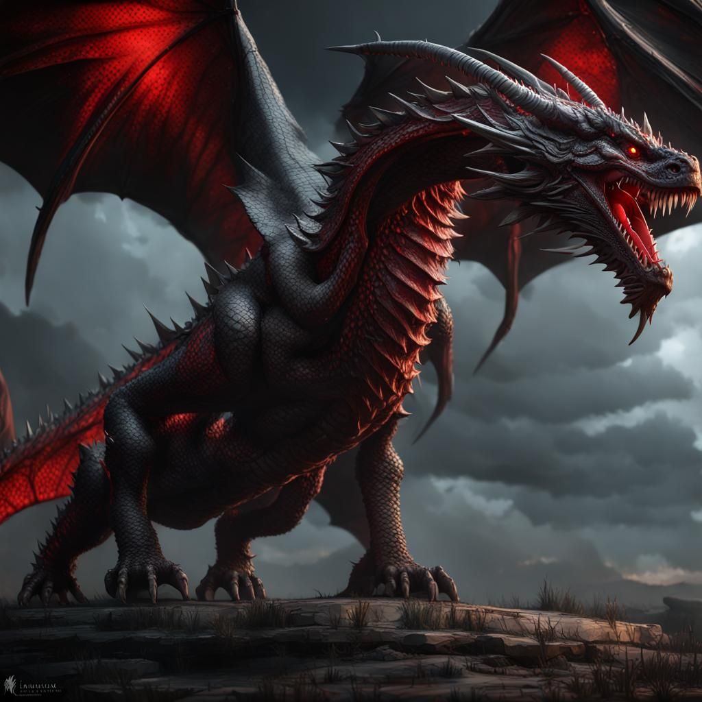 Majestic Thunder Dragon Roaring: Dark Fantasy Concept Art