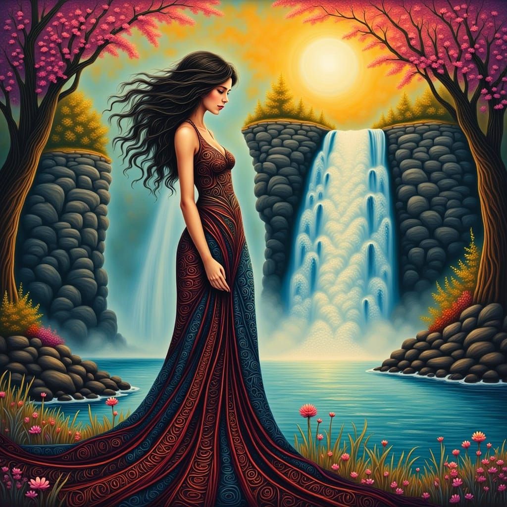 Ethereal Woman in Whimsical Aura, Inspired by Dark Fantasy a...