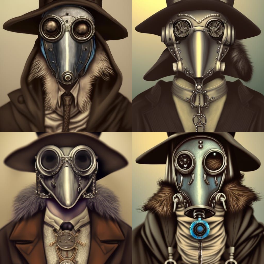 Steampunk Plague Doctor Portrait in Hyperrealism