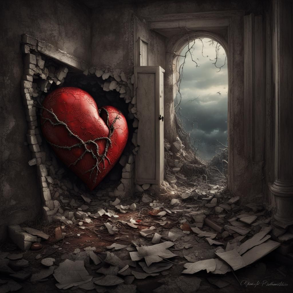 Detailed Matte Painting of a Broken Heart