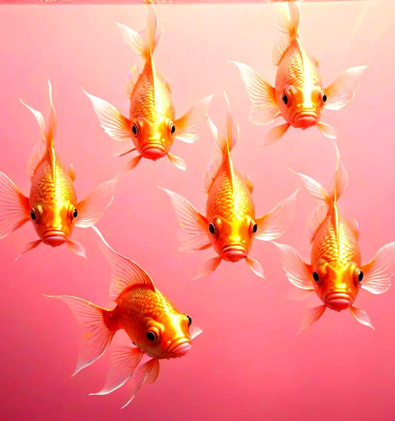 Metallic Goldfish, Soft Pink Water