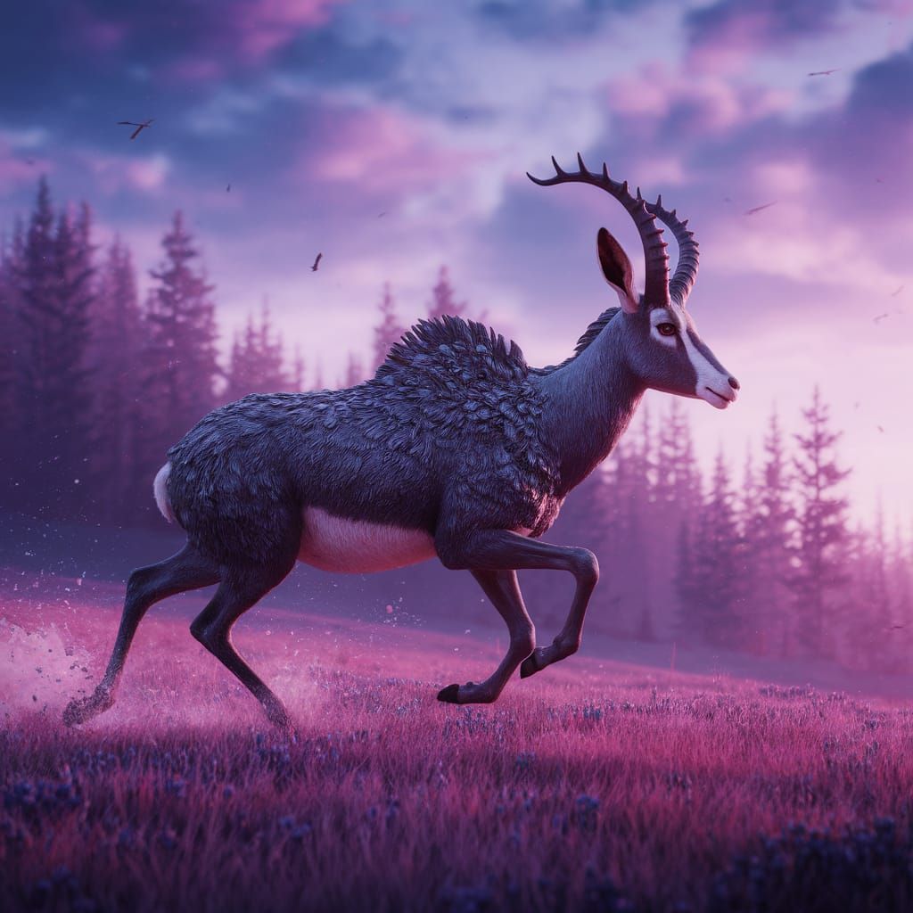 Antelope Running: Detailed Matte Painting