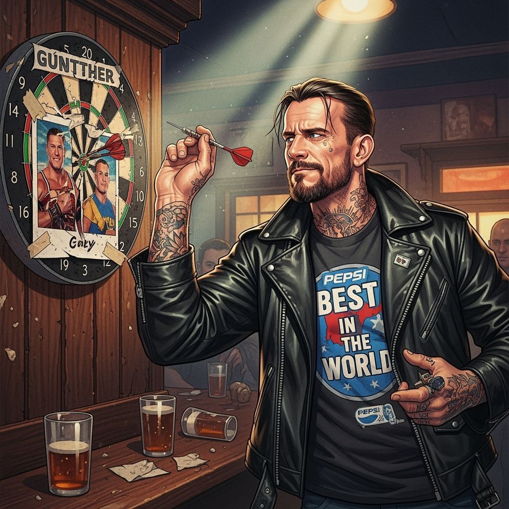 CM Punk Throws Darts, Comic Book Art