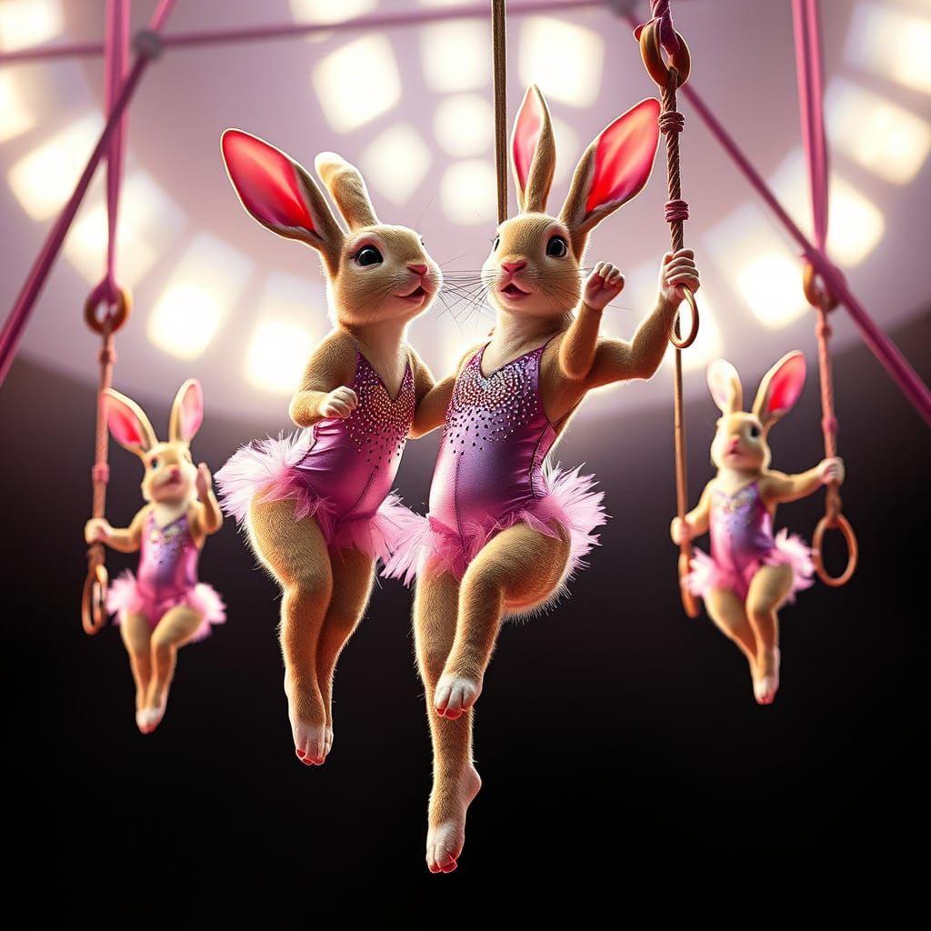 Bunnies on Trapeze and Acrobatic Ropes Shine in Sparkling Le...