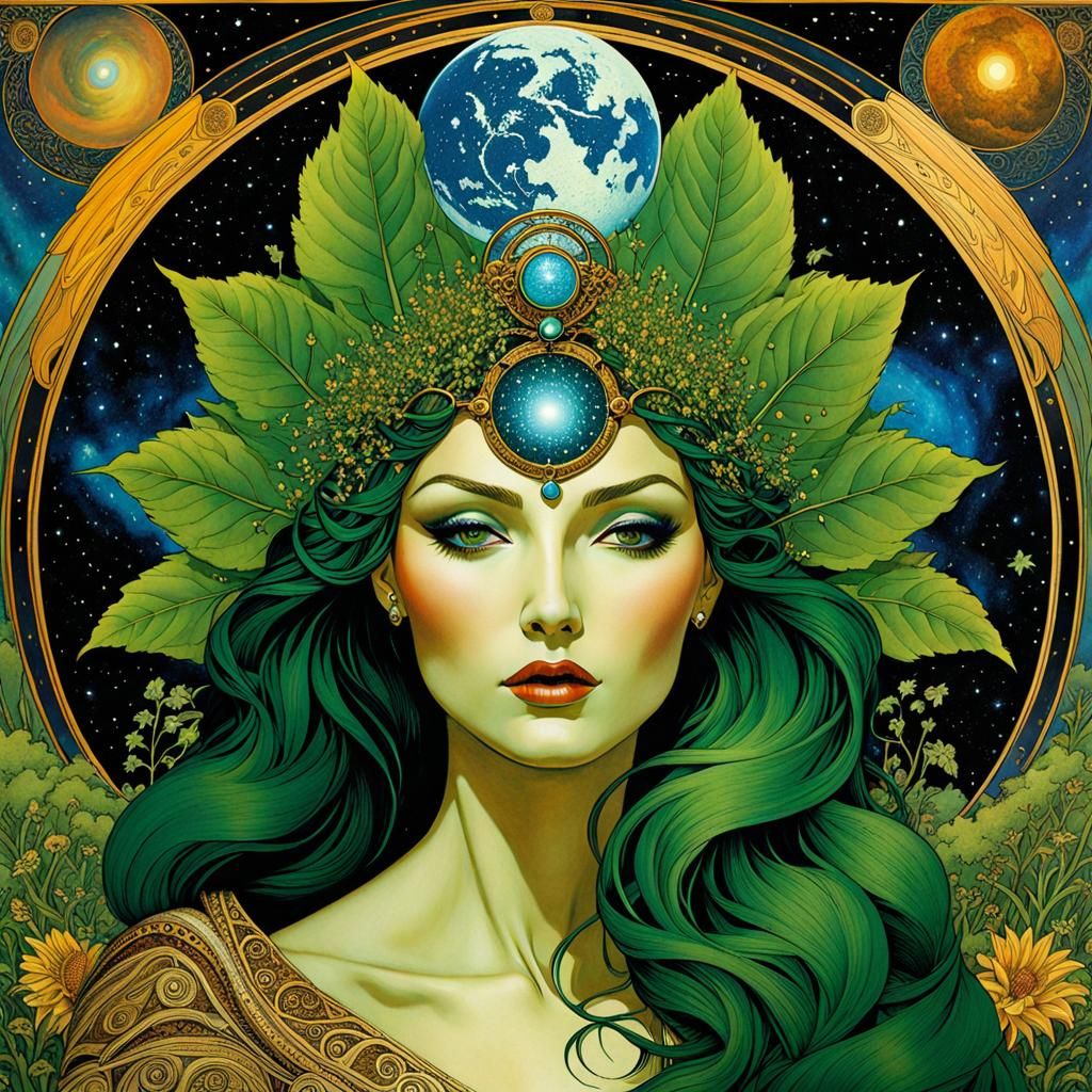 Galactic Dreamcore Portrait of Mother Nature