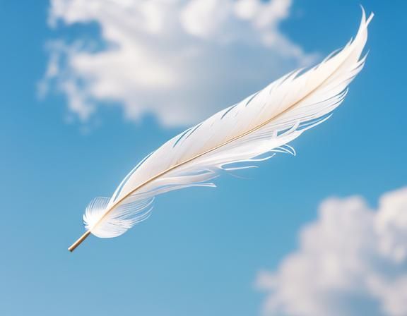 Floating White Feather in Air