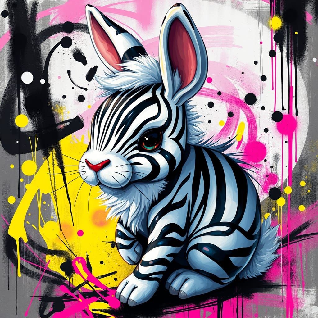 Enchanting Striped Hybrid in Dynamic Graffiti Scene