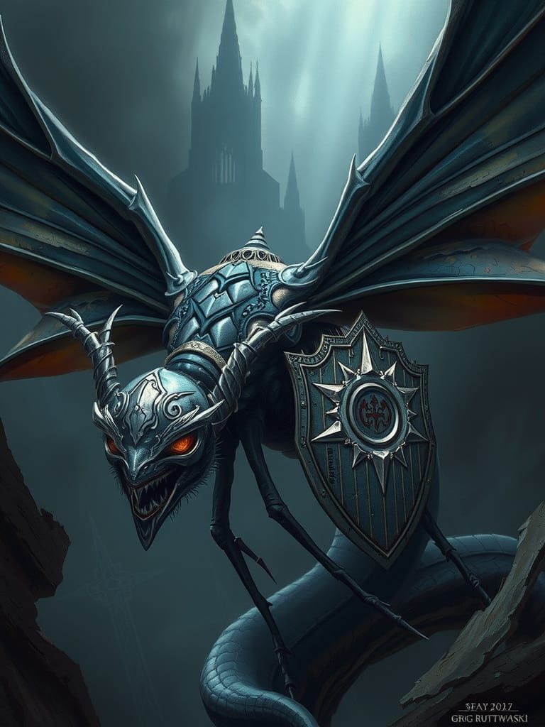 Dragonfly Knight in Dark Fantasy Armor