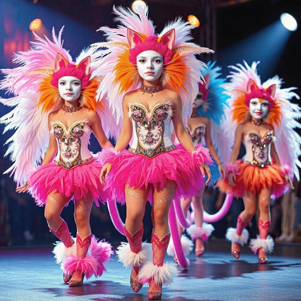Showgirls in Cat Costumes: A Theatrical Spectacle
