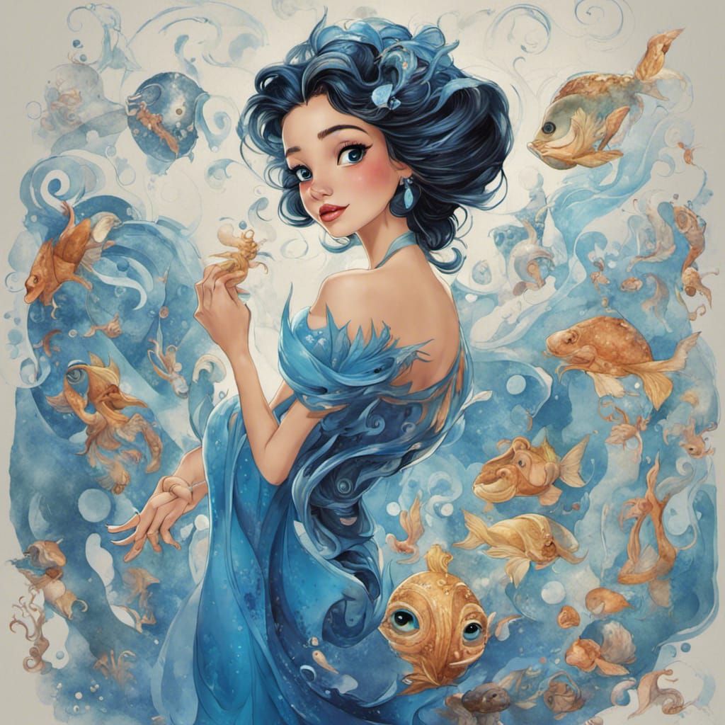 Disney-Style Blue Mermaid