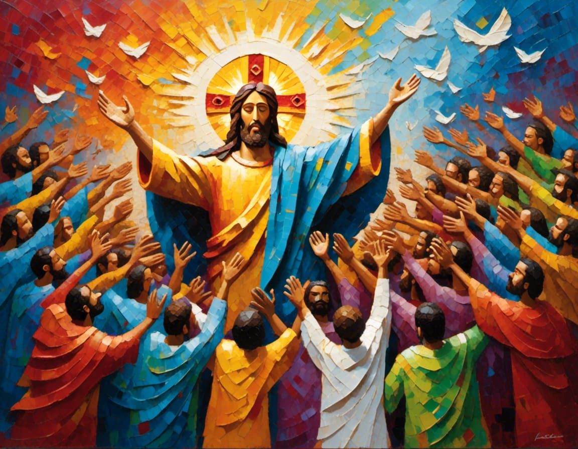 Compassionate Jesus Beckons: Impasto Style Digital Painting