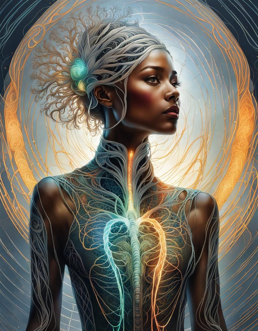 Central Nervous System as Luminous Female Figure