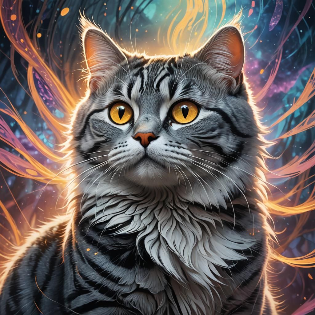 Mystical American Shorthair Cat Portrait