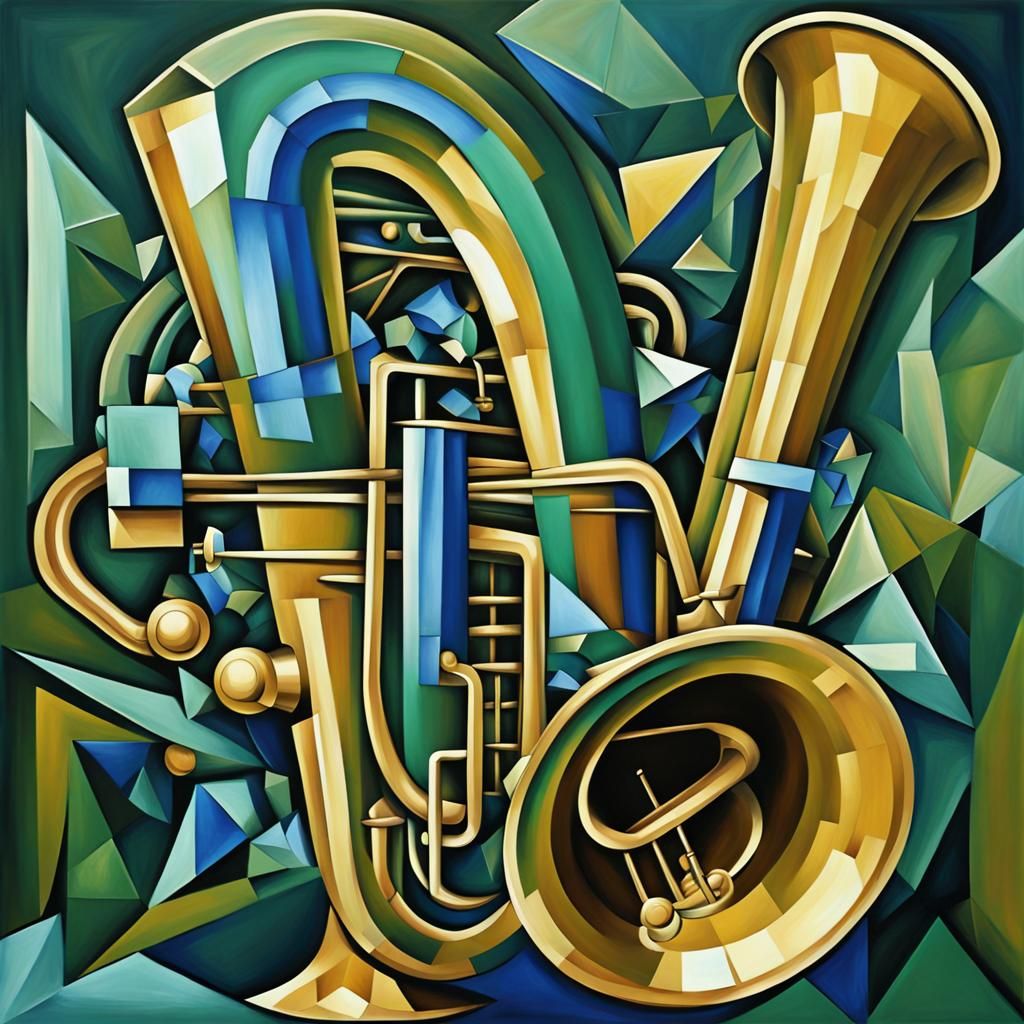 Surreal Tuba in Cubist Style