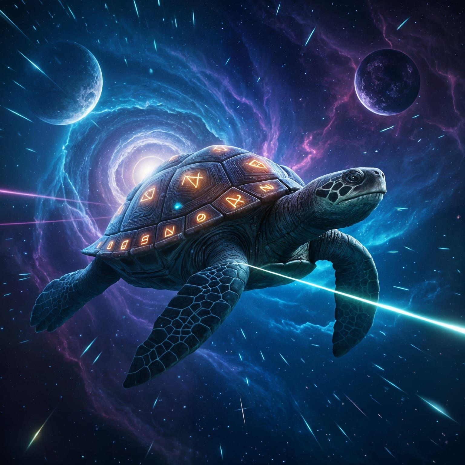 Ancient Cosmic Turtle in Nebula, Epic Fantasy Art