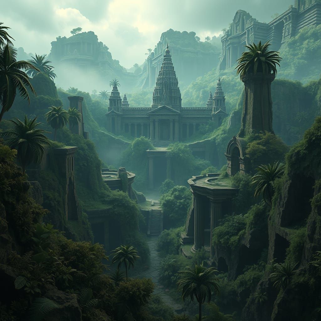 Lost Ancient City in Lush Jungle Ruins