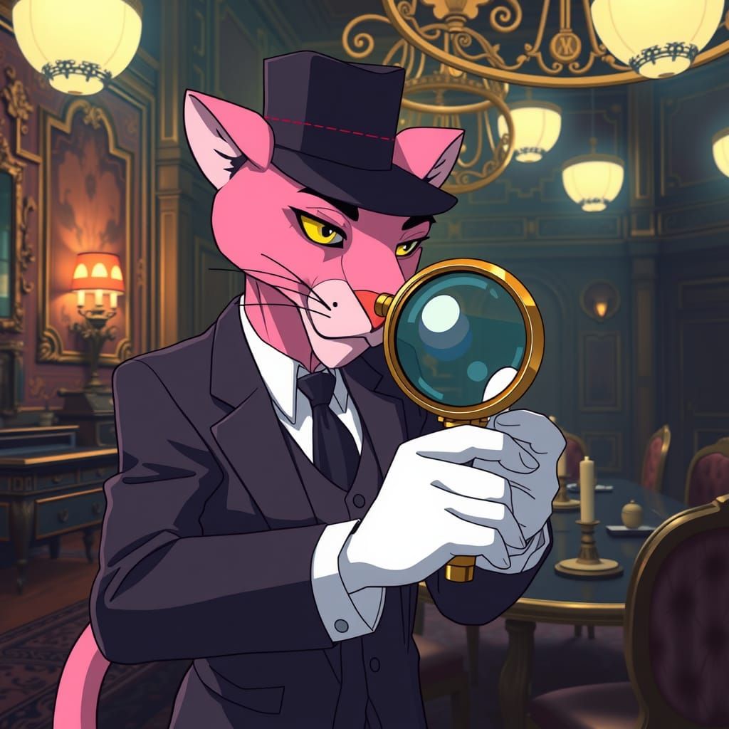 1920s Detective Pink Panther Investigates Ancient Dining Roo...