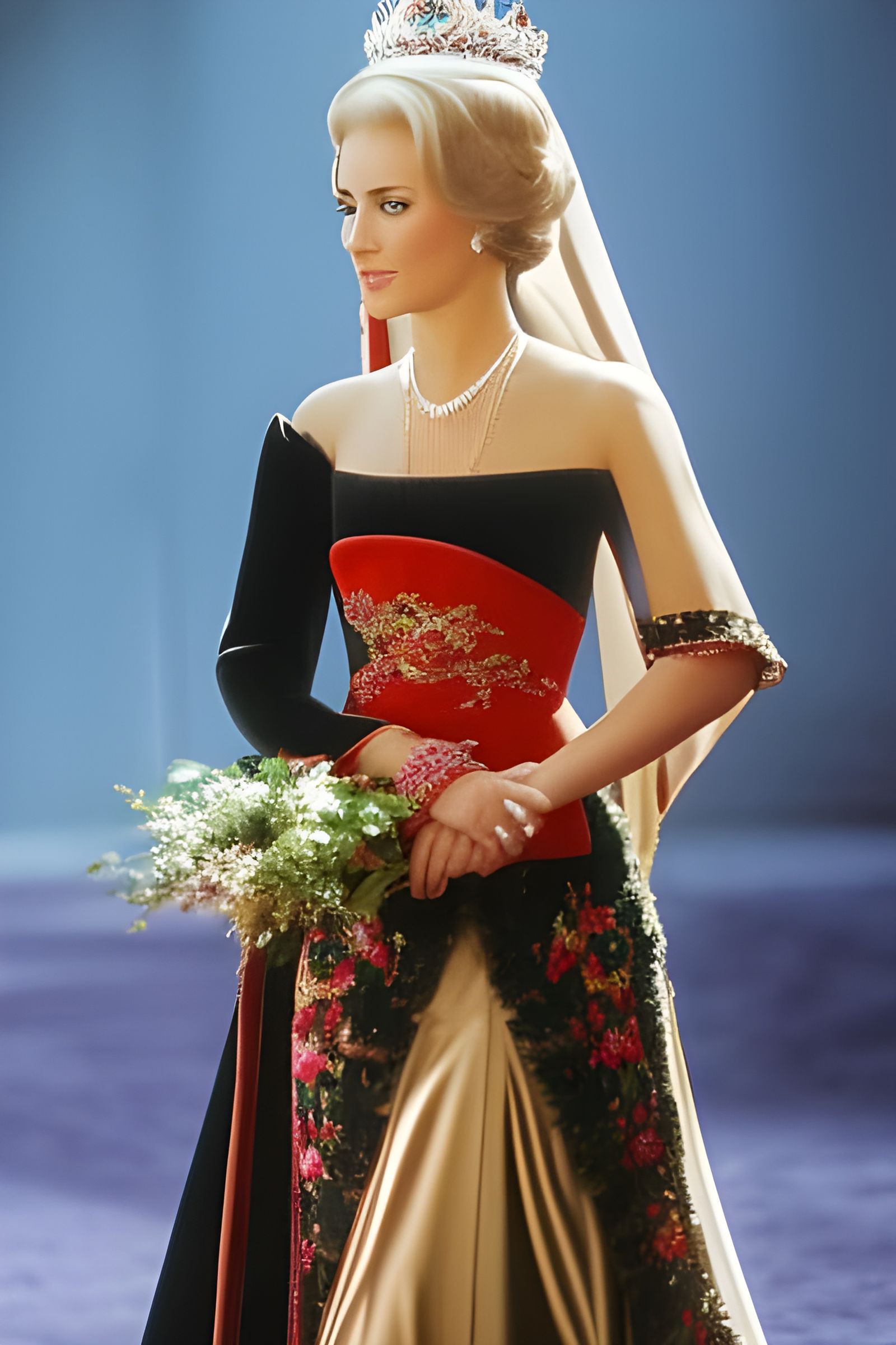 Regal Princess in Opulent Throne Room