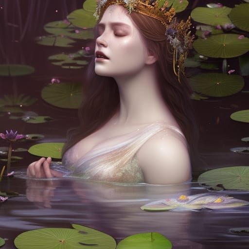 Drowned Fairy Ophelia in Dark Fantasy Style
