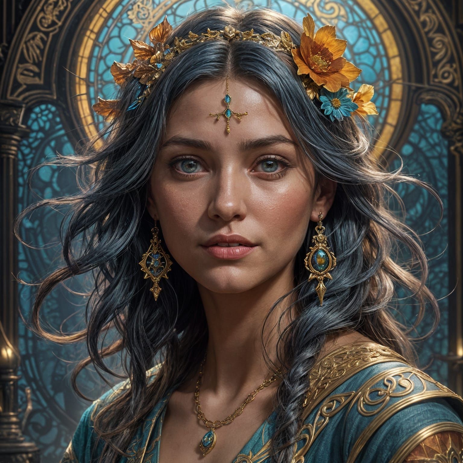 Enigmatic Woman Shines in Hyper-Realistic Portrait