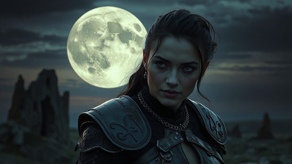 Goth Warrior Woman with Runic Face Etchings