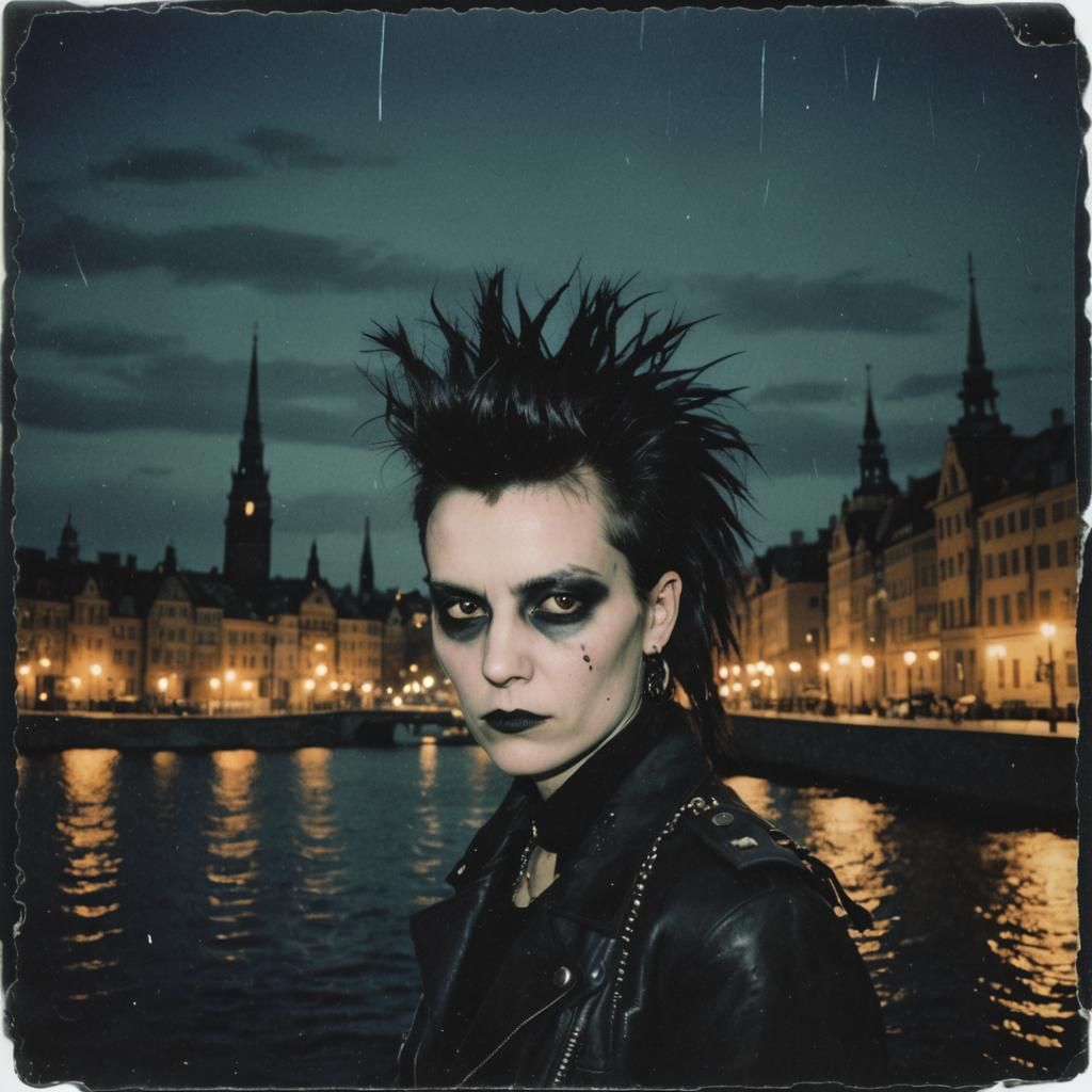 Goth Woman in Stockholm: Polaroid Photography