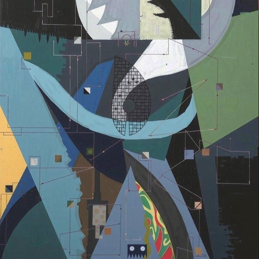 Contemporary Painting with Playful Spatial Complexity