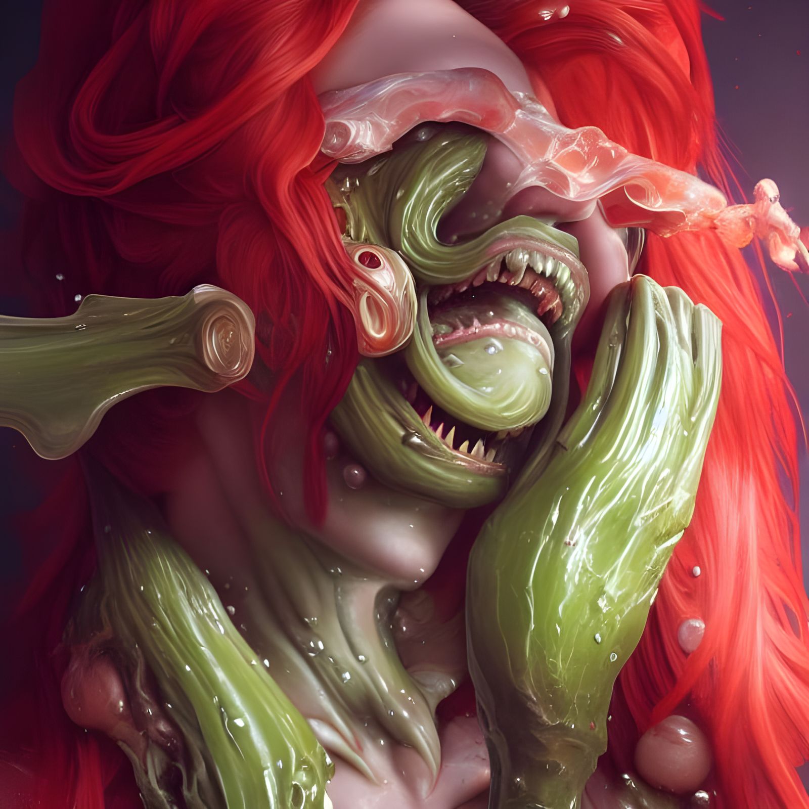 Demonic Broccoli Goggles Portrait in Dark Fantasy Style