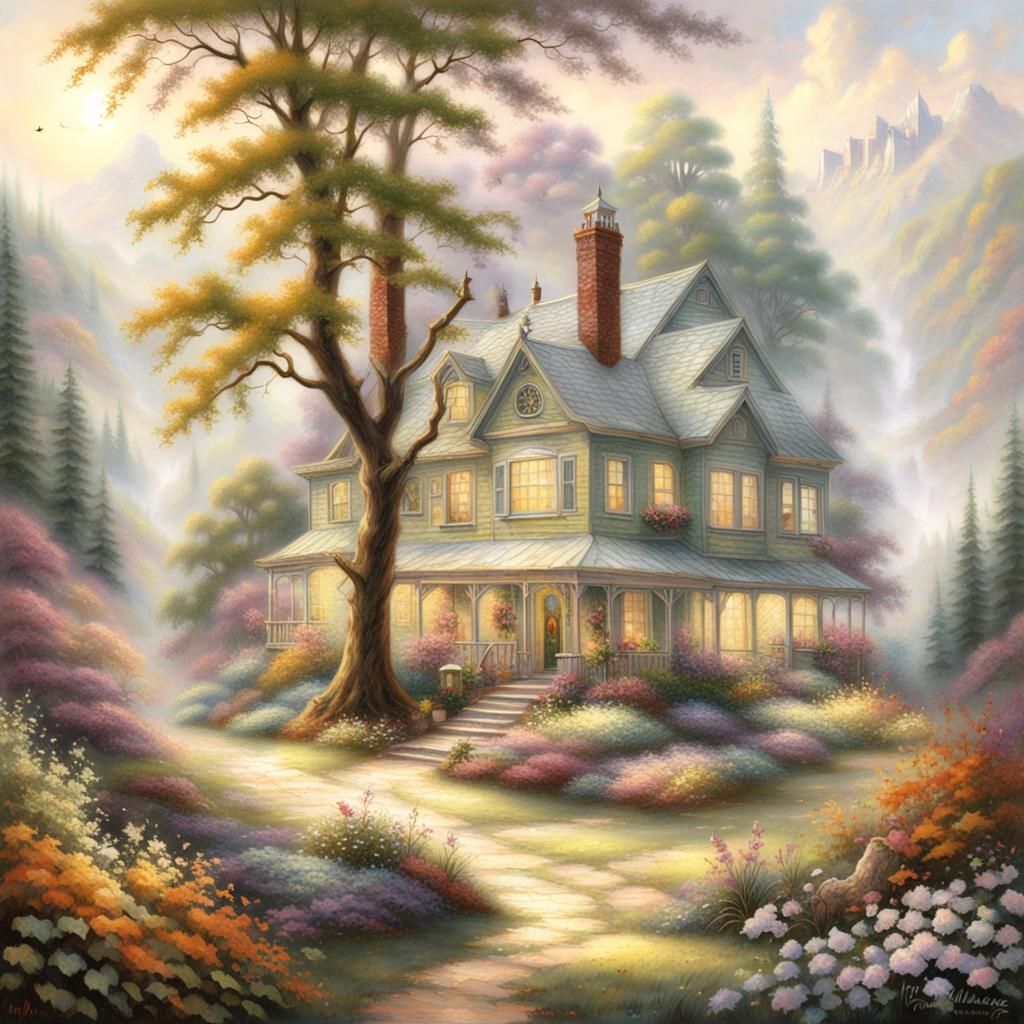 Ethereal Teen in Misty Fantasy Landscape