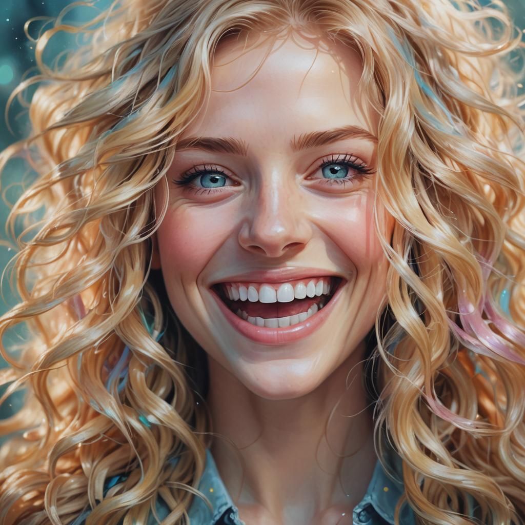 Joyful Woman Portrait in Soft Pastel Colors