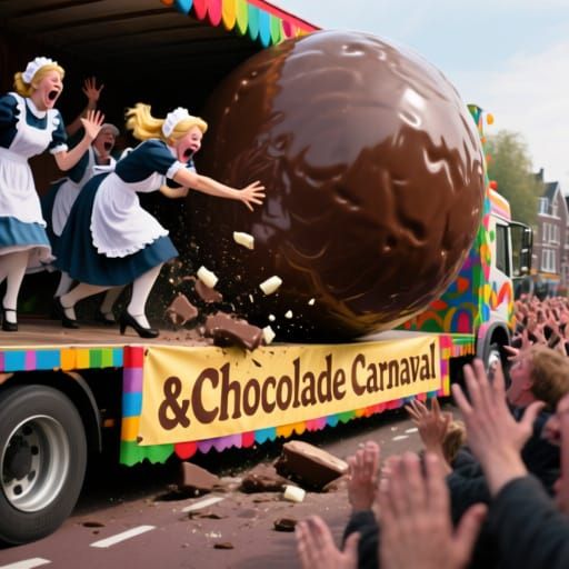 Giant Chocolate Ball Rolls Off Parade Truck