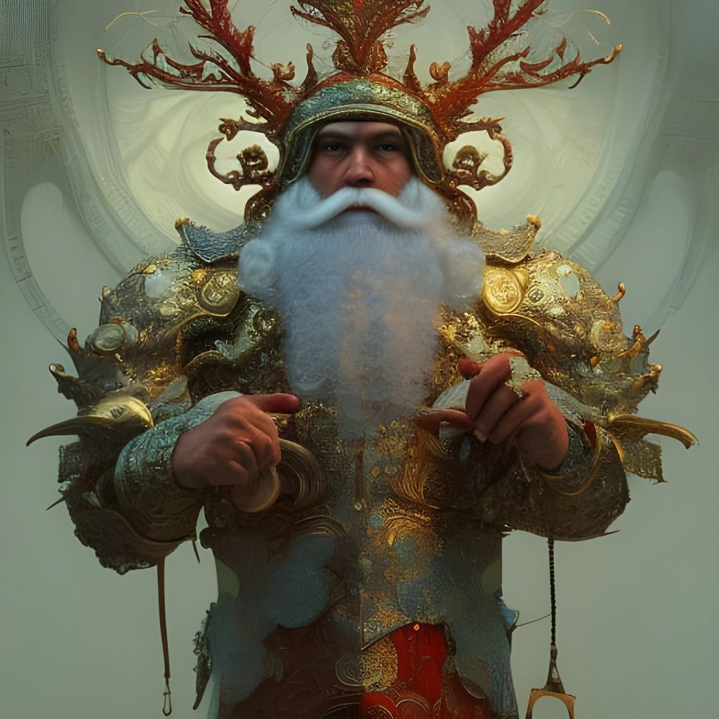 Fierce Filigree Santa Claus Portrait in Hyperrealistic Style