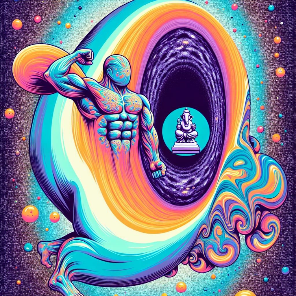 The Psychedelic Banana Muscle Man Flexes So Hard That The Event Horizon of The Black Hole Plops Out a Neat Little Marble...