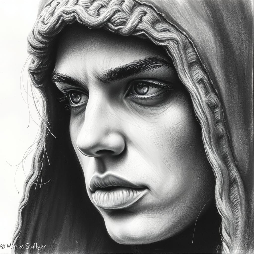 Hyperdetailed Charcoal Drawing of a Subject