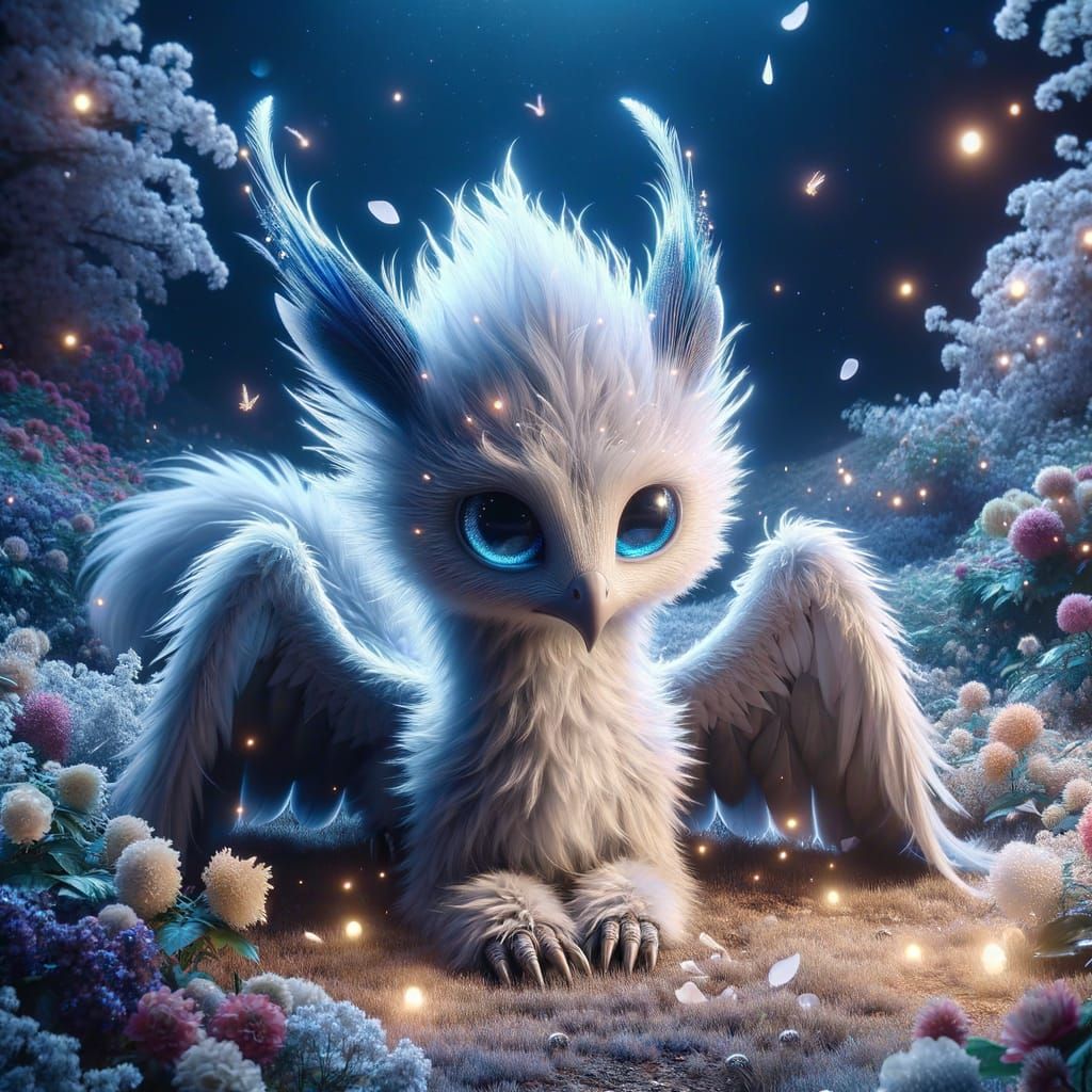 Feathered Gem Dragon in a Lush Garden