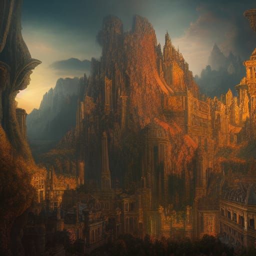 Detailed Matte Painting in Deep Color