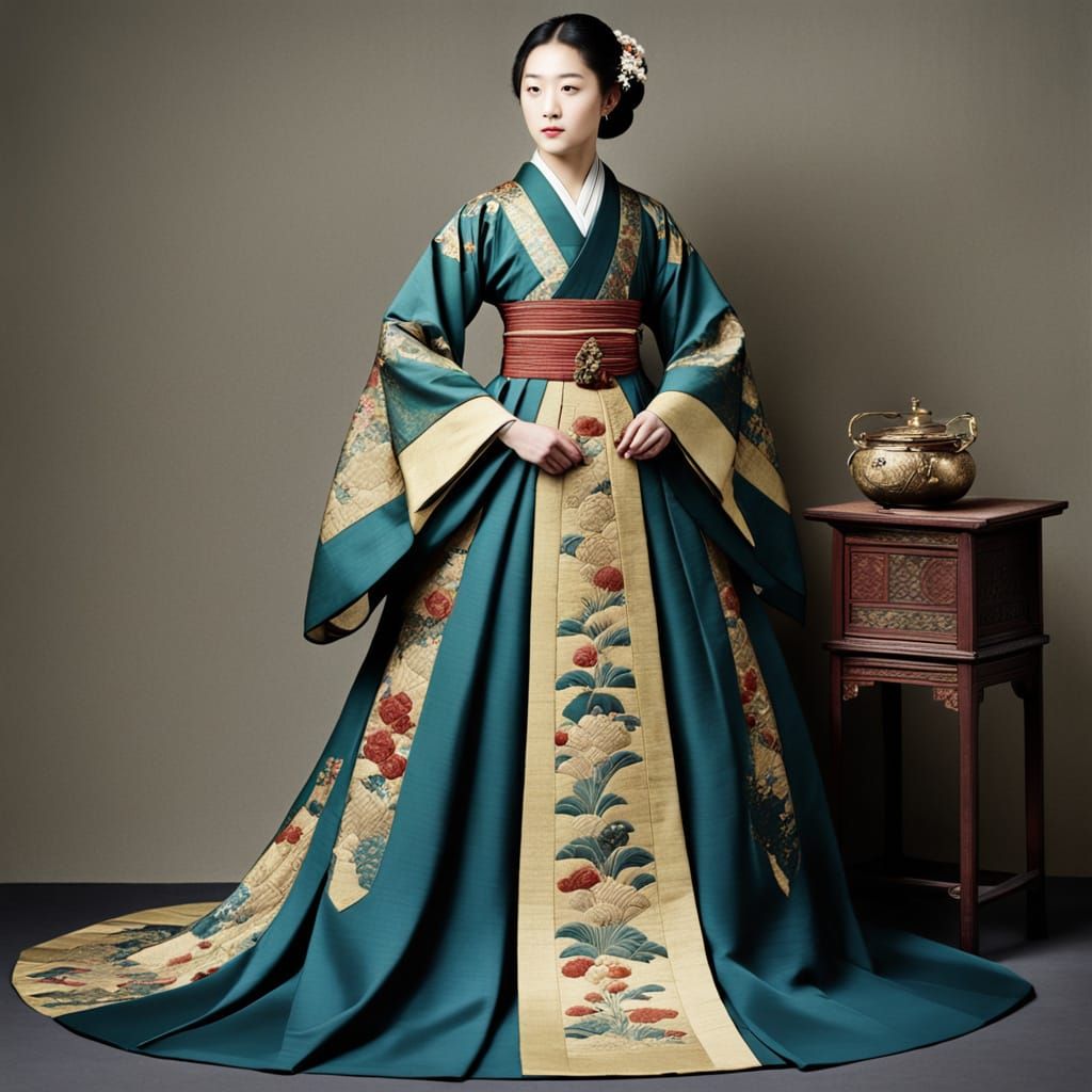 Medieval Princess in Embroidered Gown