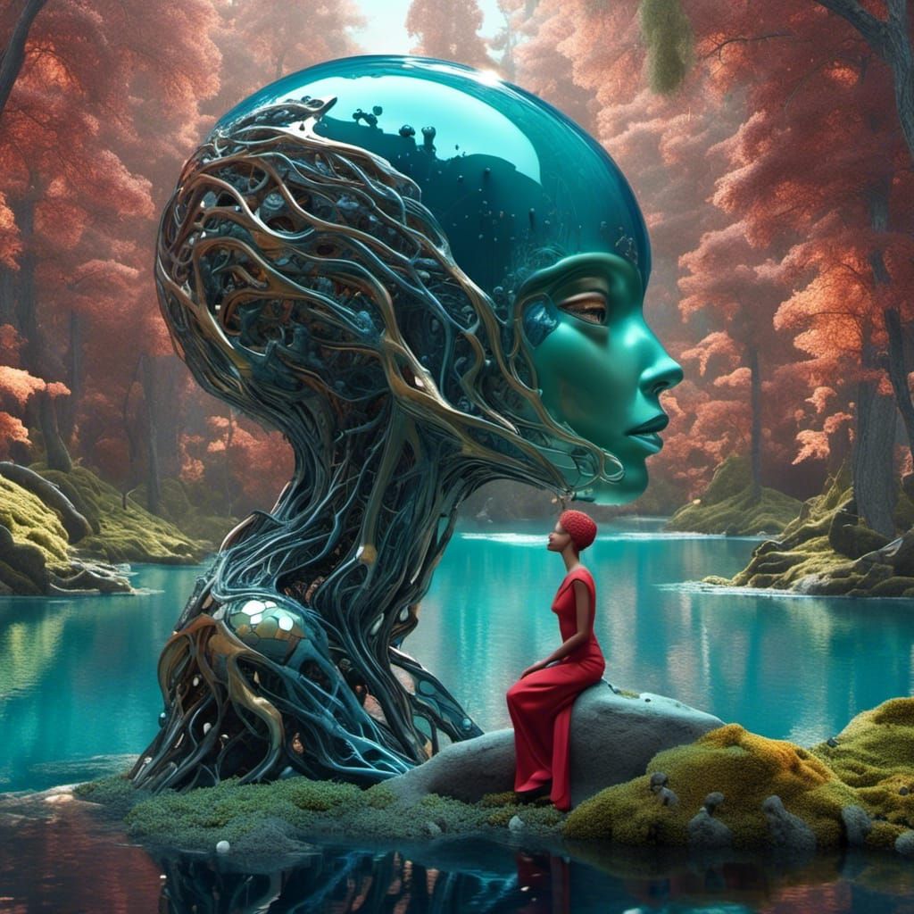 Alien Invasion: Woman Falls in Love, 3D Abstract Art