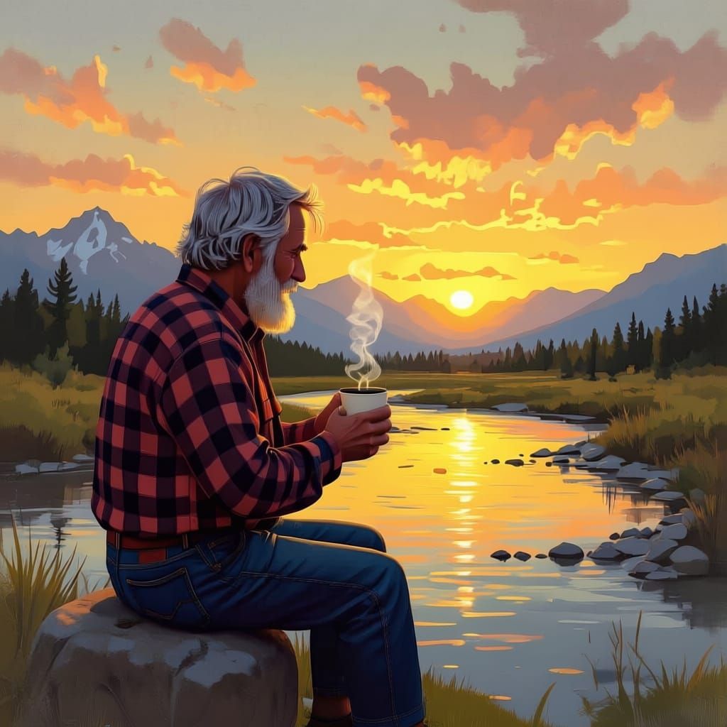 Sunset Watcher: Oil Painting by James Gurney
