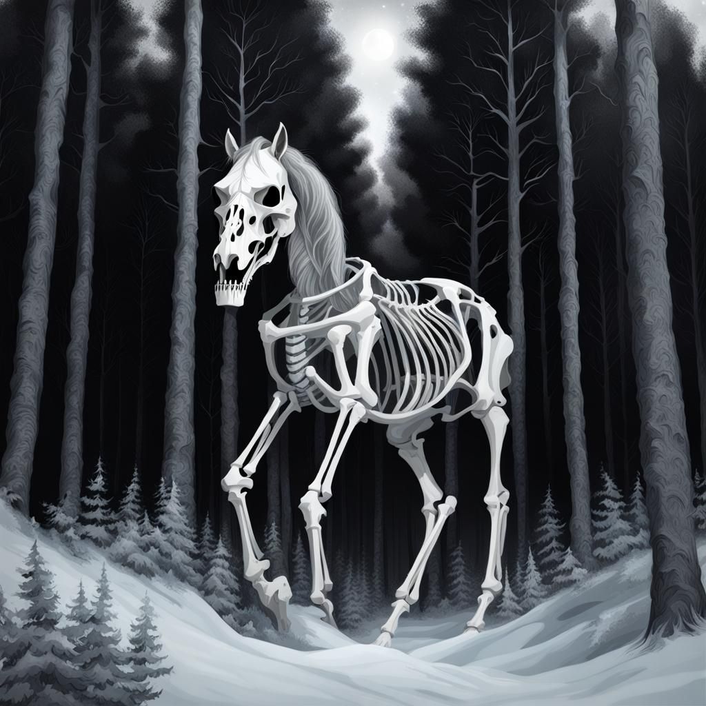 Haunted Skeleton Horse in Forest