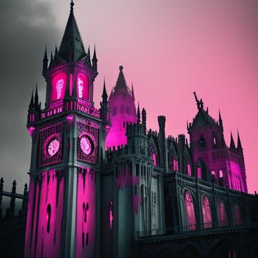 Ethereal Hellsgate Landscape in Vibrant Pink Hues