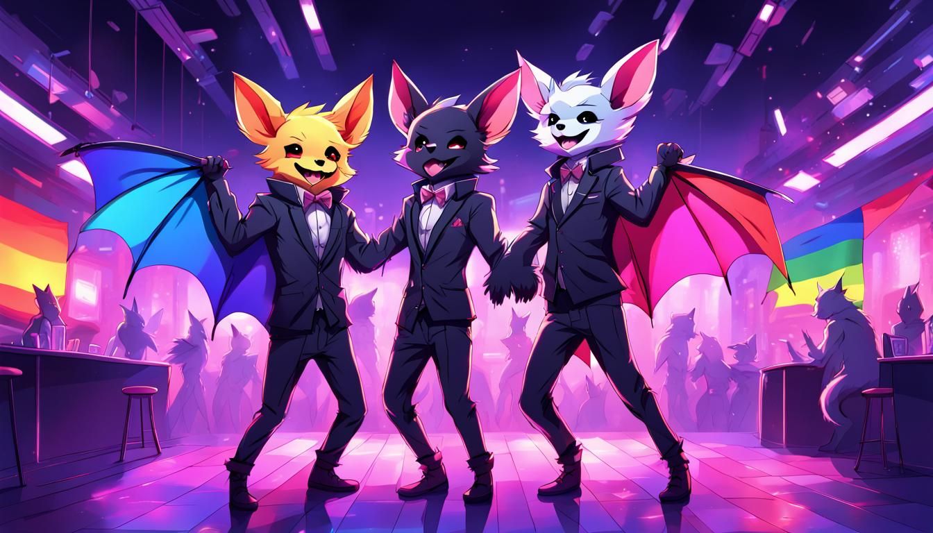 Neon Pride: Gay Bats Dancing in Anime Style