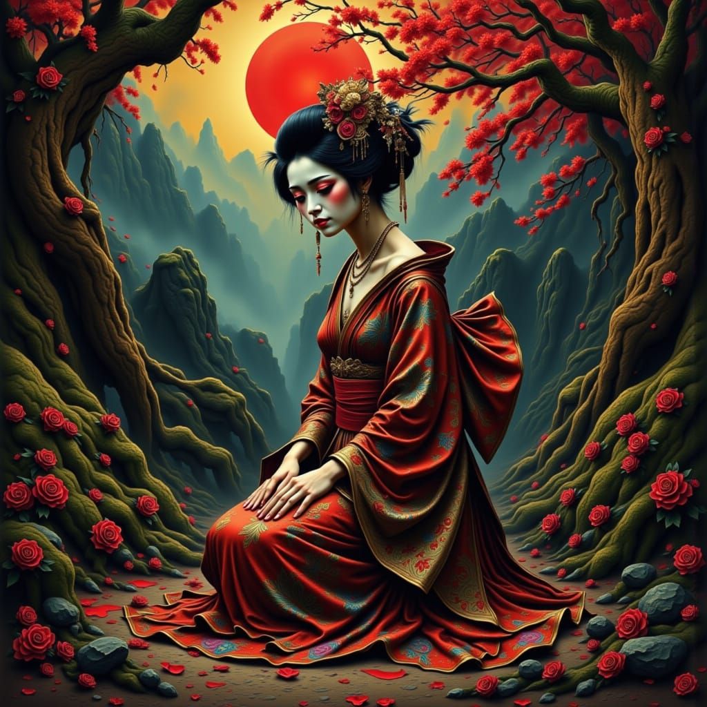 Mourning Geisha Consults Gypsy Fortune Teller
