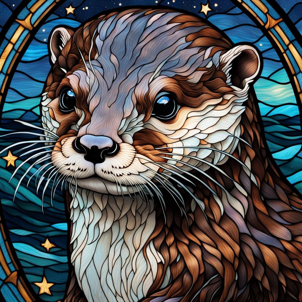 Stained glass otter