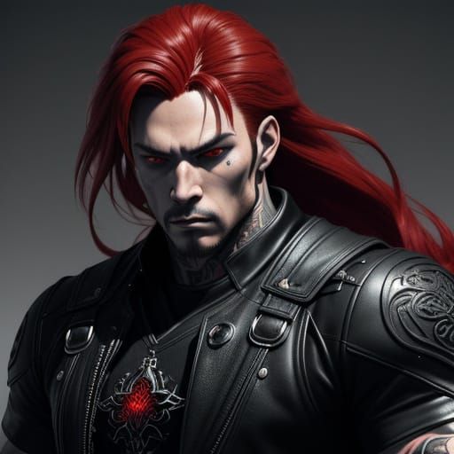 Dramatic Anime-Inspired Wrestler in Intense Fighting Stance