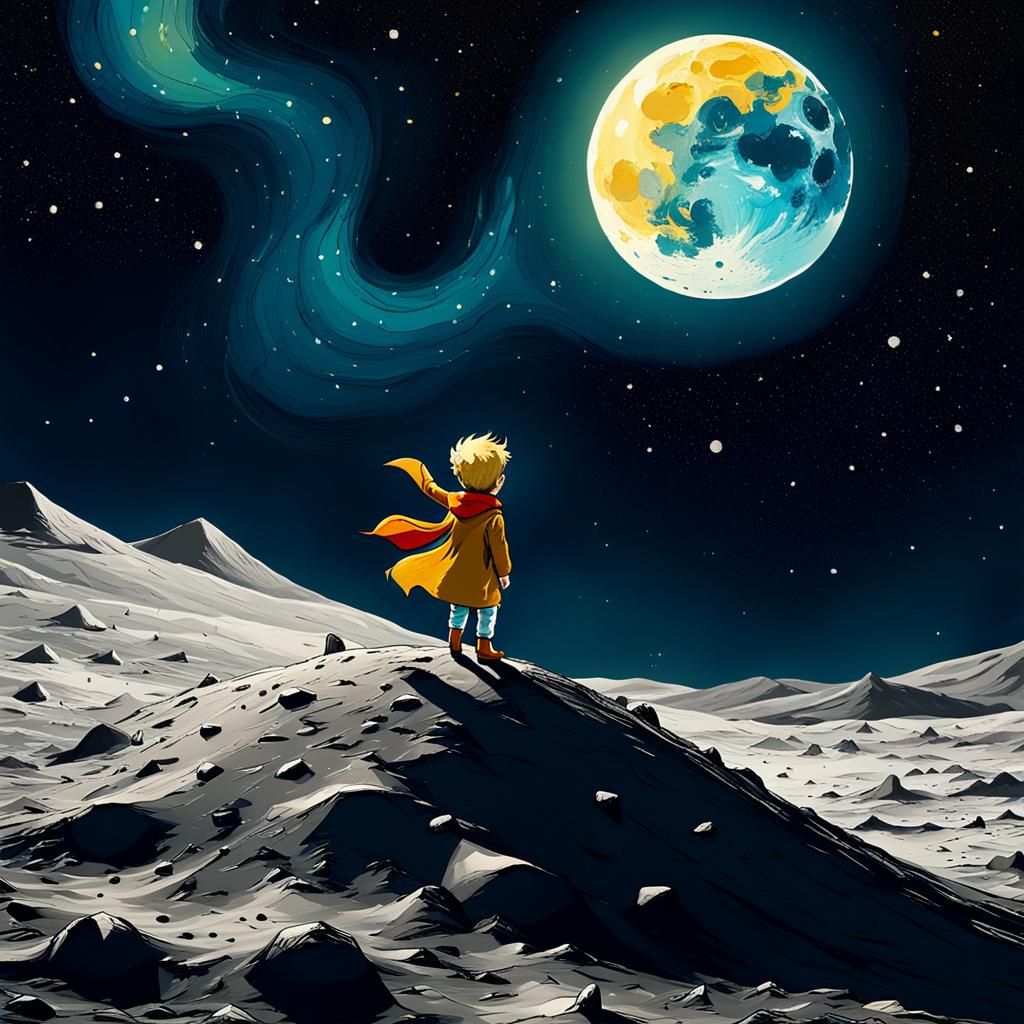 The Little Prince on the Moon: Abstract Art