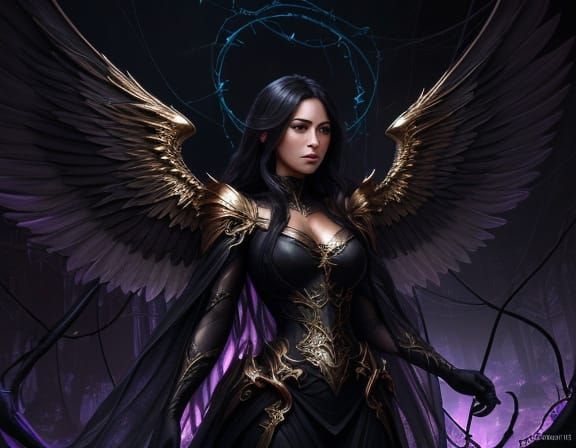 Angel Trapped in Sin, Art Nouveau Digital Painting