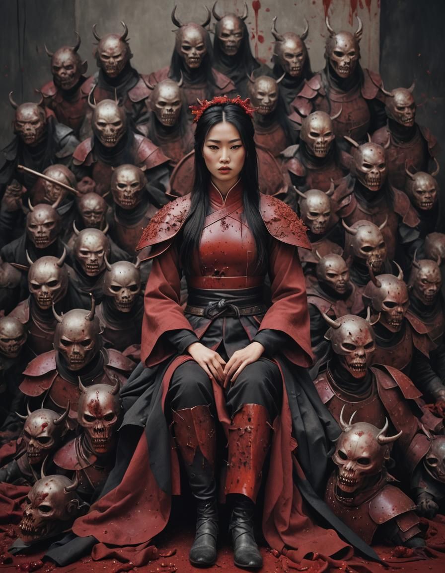 Gothic Mulan on Pile of Bloody Armor